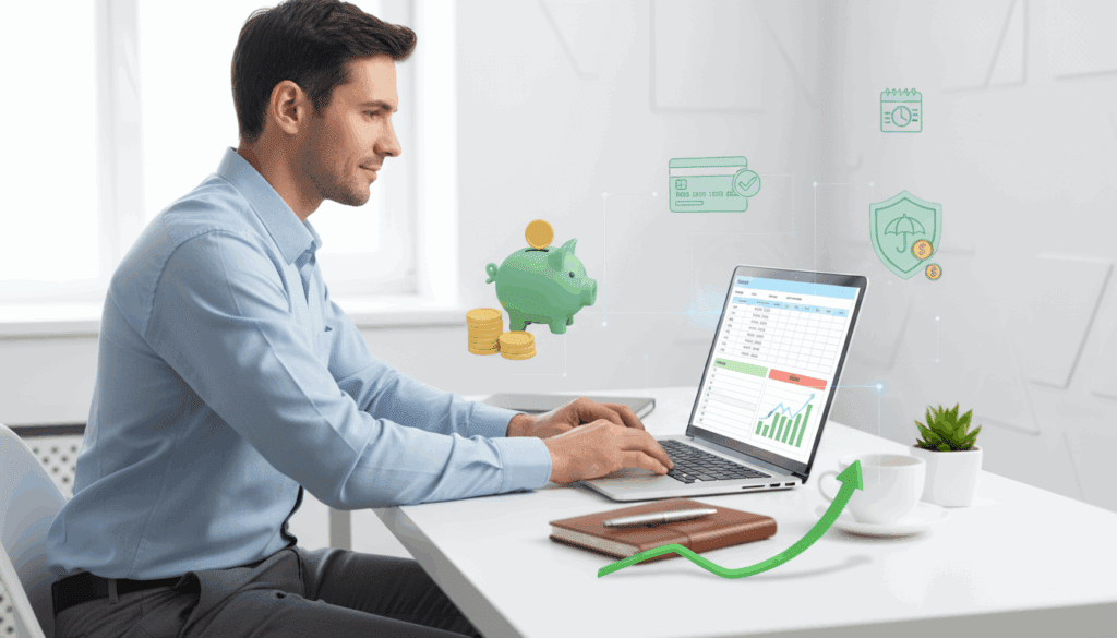 pessoa fazendo orçamento e organizando finanças para corrigir erros financeiro