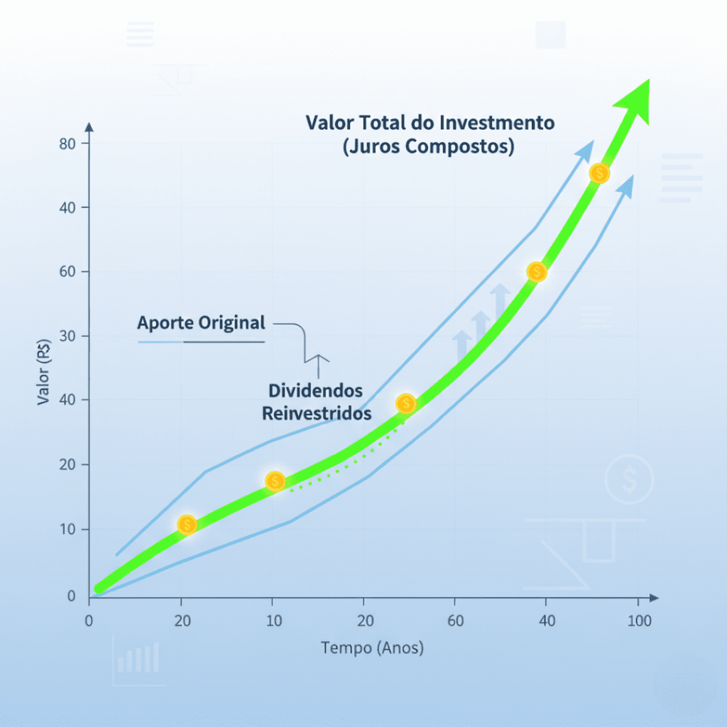 viver de renda passiva com dividendos: efeito dos juros compostos