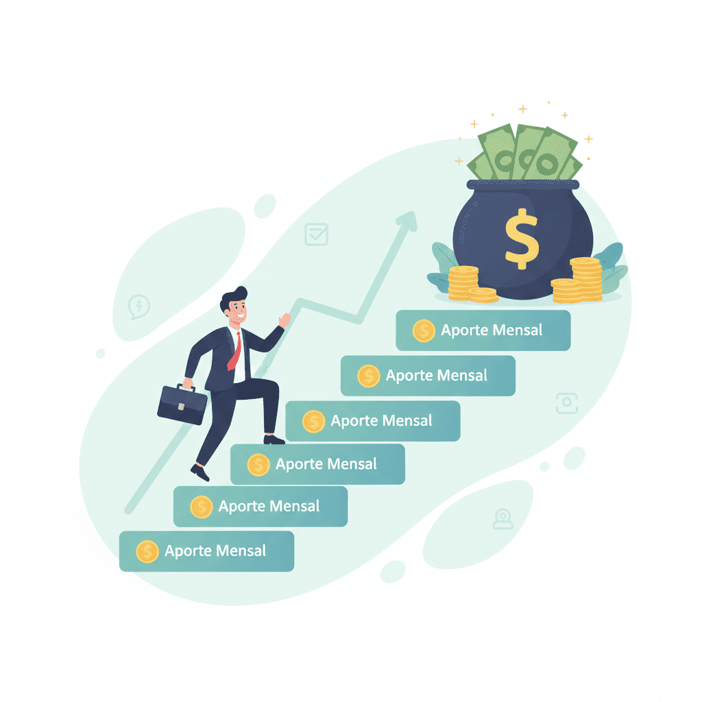 investidor subindo as escadas do aportes