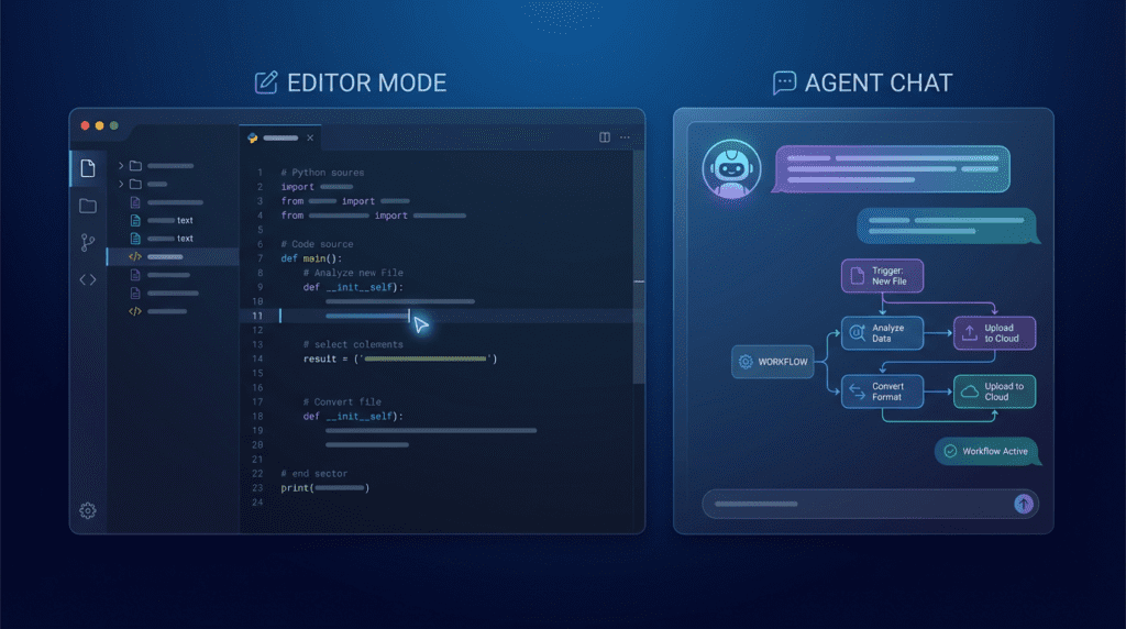 split screen da interface do Google Antigravity