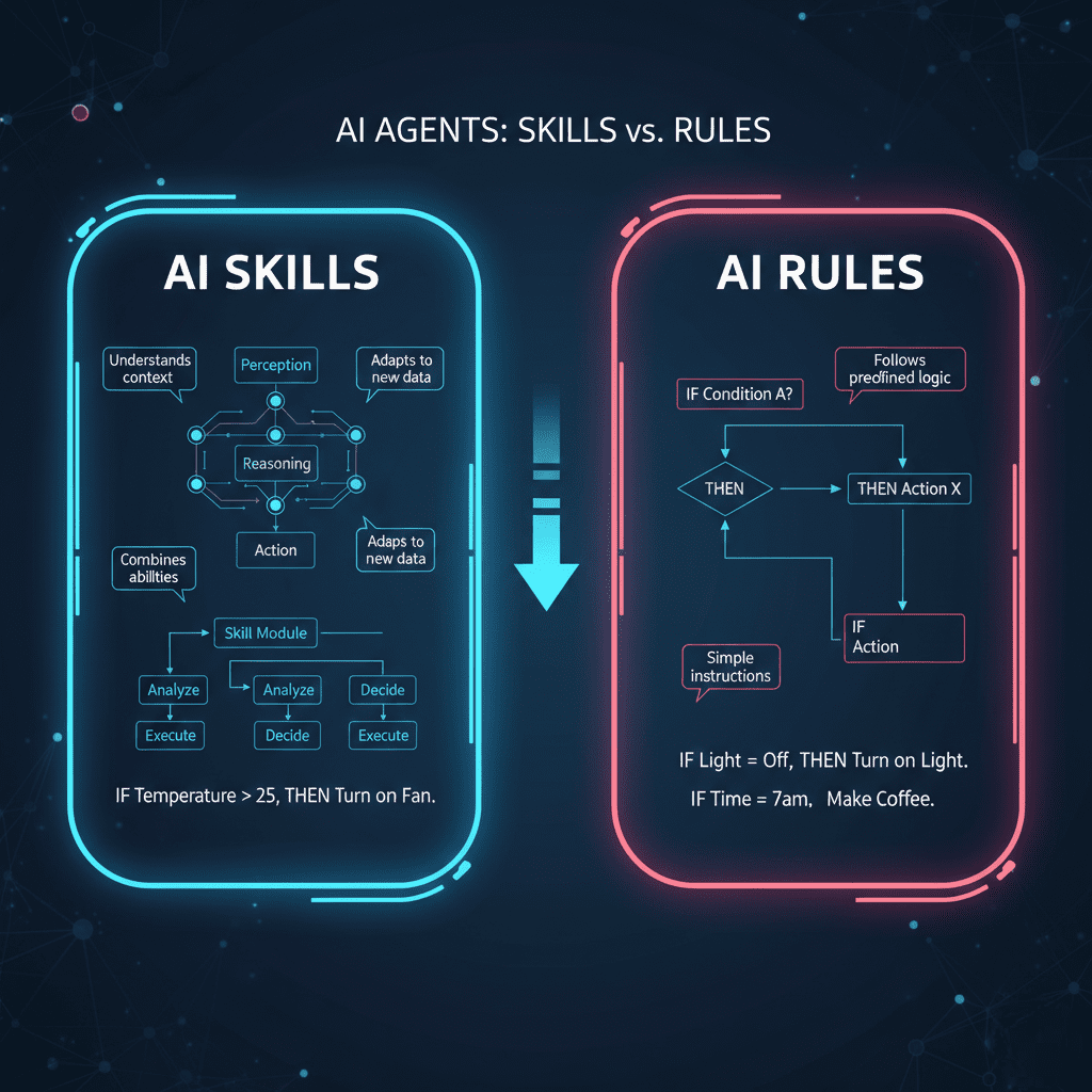 skills para agentes de IA: diferença entre agentes e regras